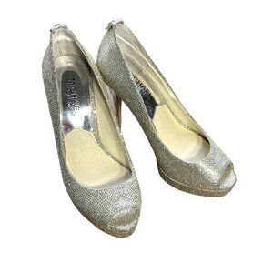 MICHAEL MICHAEL KORS Metallic York Platform Pumps Silver Sz 5 NWOB